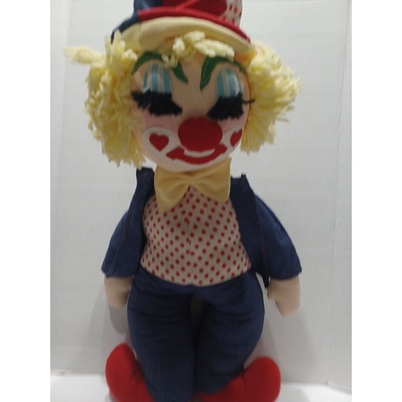 Clown Large Vintage Clown Doll Handmaid Yellow hair Sleeping clown Collectible - Picture 4 of 12